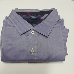 Tommy Hilfiger Mens Light Purple twill weave Button-Up Long Sleeve Slim Size XL